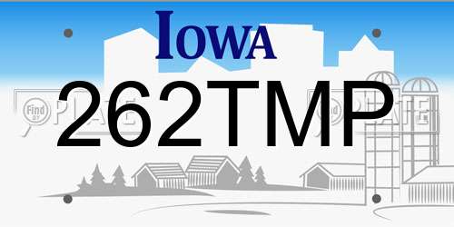 262TMP Iowa License Plate