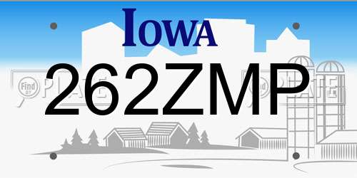 262ZMP Iowa License Plate