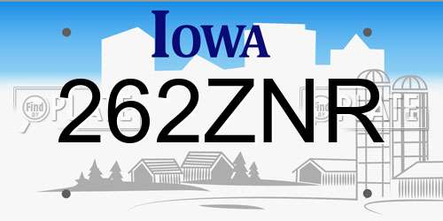 262ZNR Iowa License Plate