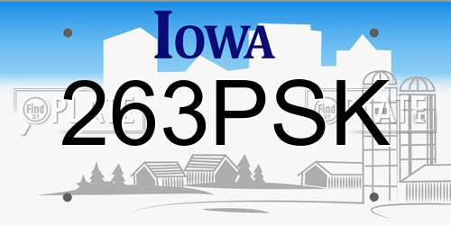 263PSK Iowa License Plate