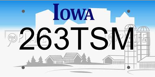 263TSM Iowa License Plate