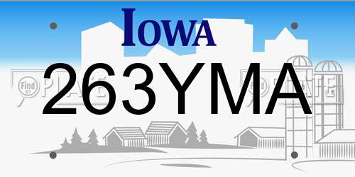 263YMA Iowa License Plate
