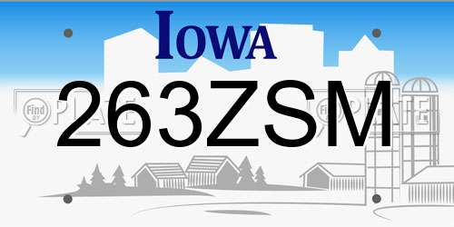 263ZSM Iowa License Plate