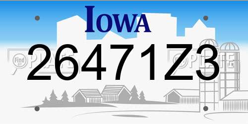 26471Z3 Iowa License Plate