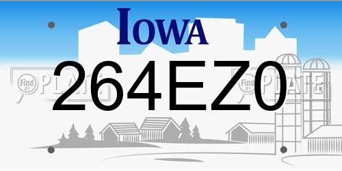 264EZ0 Iowa License Plate
