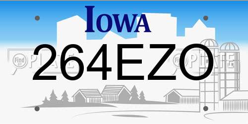 264EZO Iowa License Plate