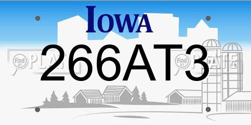 266AT3 Iowa License Plate