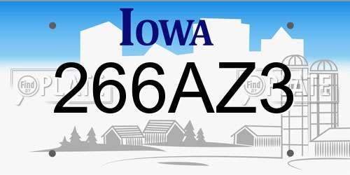 266AZ3 Iowa License Plate
