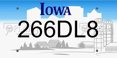 266DL8 Iowa License Plate