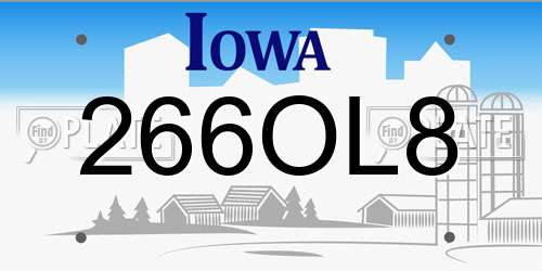 266OL8 Iowa License Plate