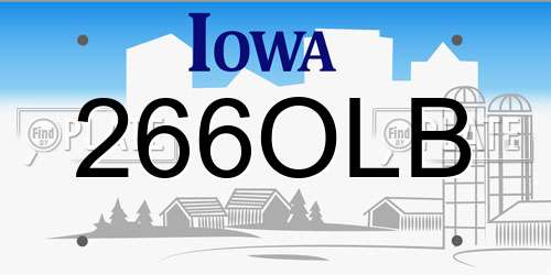 266OLB Iowa License Plate