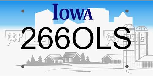 266OLS Iowa License Plate