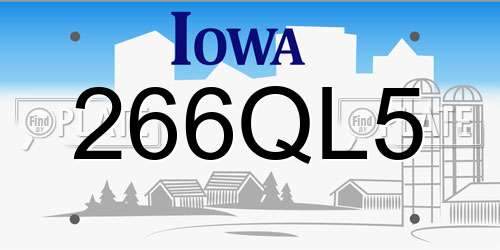 266QL5 Iowa License Plate