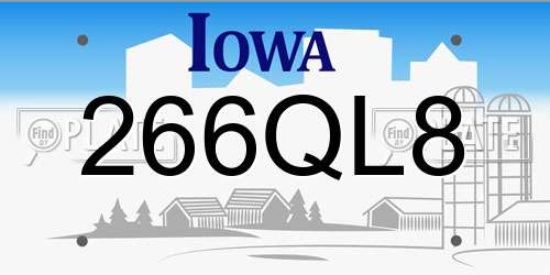 266QL8 Iowa License Plate