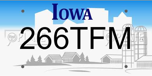 266TFM Iowa License Plate
