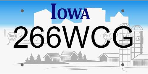 266WCG Iowa License Plate