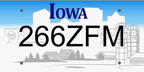 266ZFM Iowa License Plate