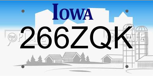 266ZQK Iowa License Plate