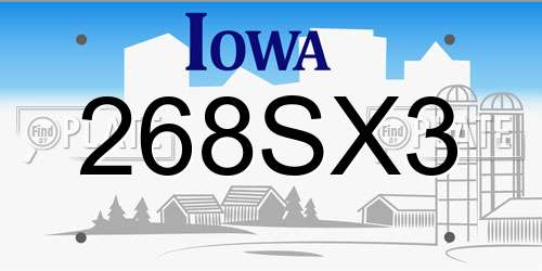 268SX3 Iowa License Plate
