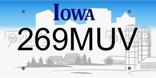 269MUV Iowa License Plate