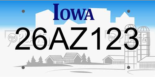 26AZ123 Iowa License Plate