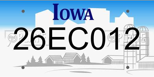 26EC012 Iowa License Plate