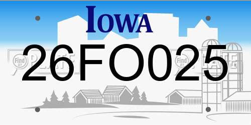 26FO025 Iowa License Plate