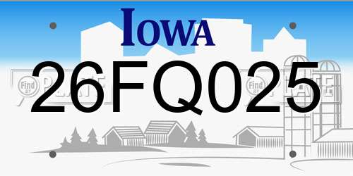 26FQ025 Iowa License Plate