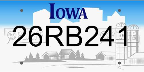 26RB241 Iowa License Plate
