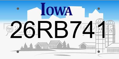 26RB741 Iowa License Plate
