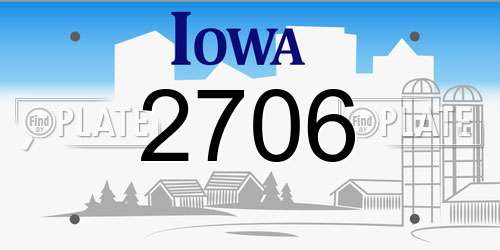 2706 Iowa License Plate