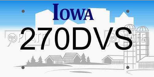 270DVS Iowa License Plate