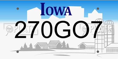 270GO7 Iowa License Plate