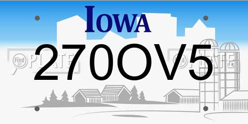 270OV5 Iowa License Plate