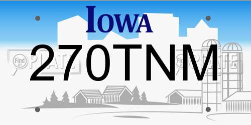 270TNM Iowa License Plate