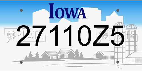 27110Z5 Iowa License Plate