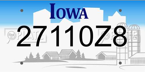 27110Z8 Iowa License Plate