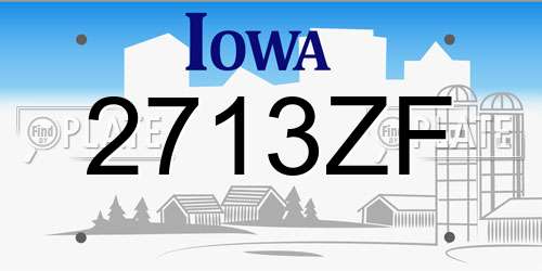 2713ZF Iowa License Plate