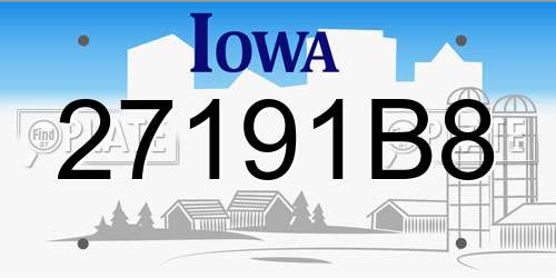 27191B8 Iowa License Plate