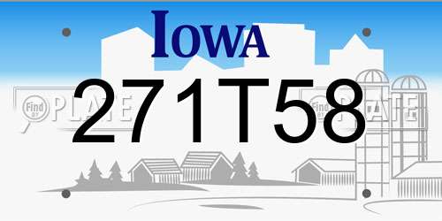 271T58 Iowa License Plate