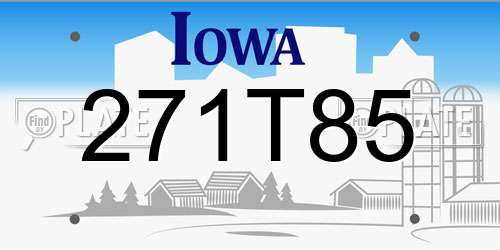 271T85 Iowa License Plate