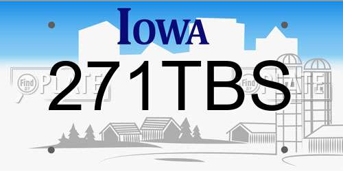271TBS Iowa License Plate