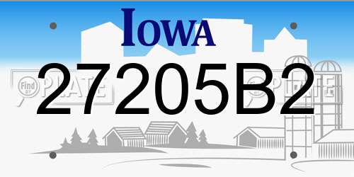 27205B2 Iowa License Plate