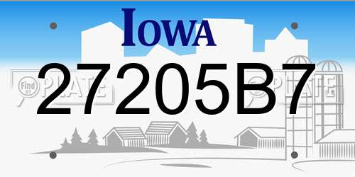 27205B7 Iowa License Plate