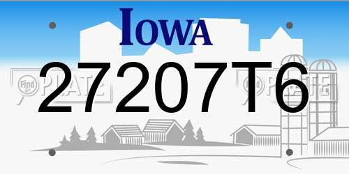 27207T6 Iowa License Plate