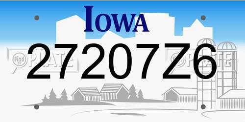 27207Z6 Iowa License Plate