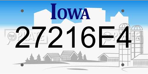 27216E4 Iowa License Plate