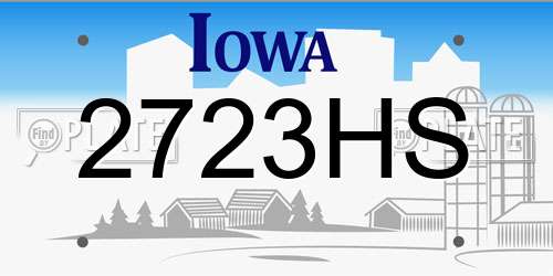 2723HS Iowa License Plate