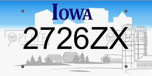 2726ZX Iowa License Plate