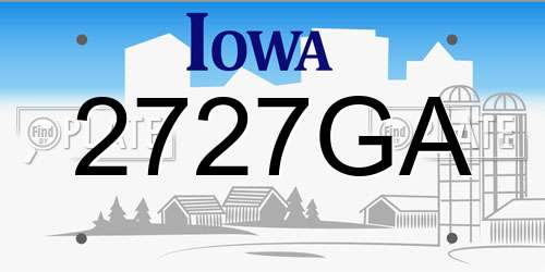 2727GA Iowa License Plate